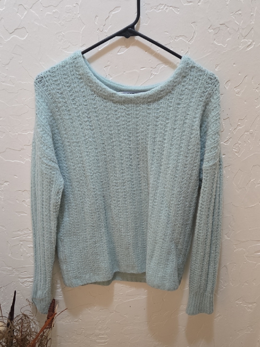 GAP Oversized Soft Light Aqua Textured Crewneck Sweater